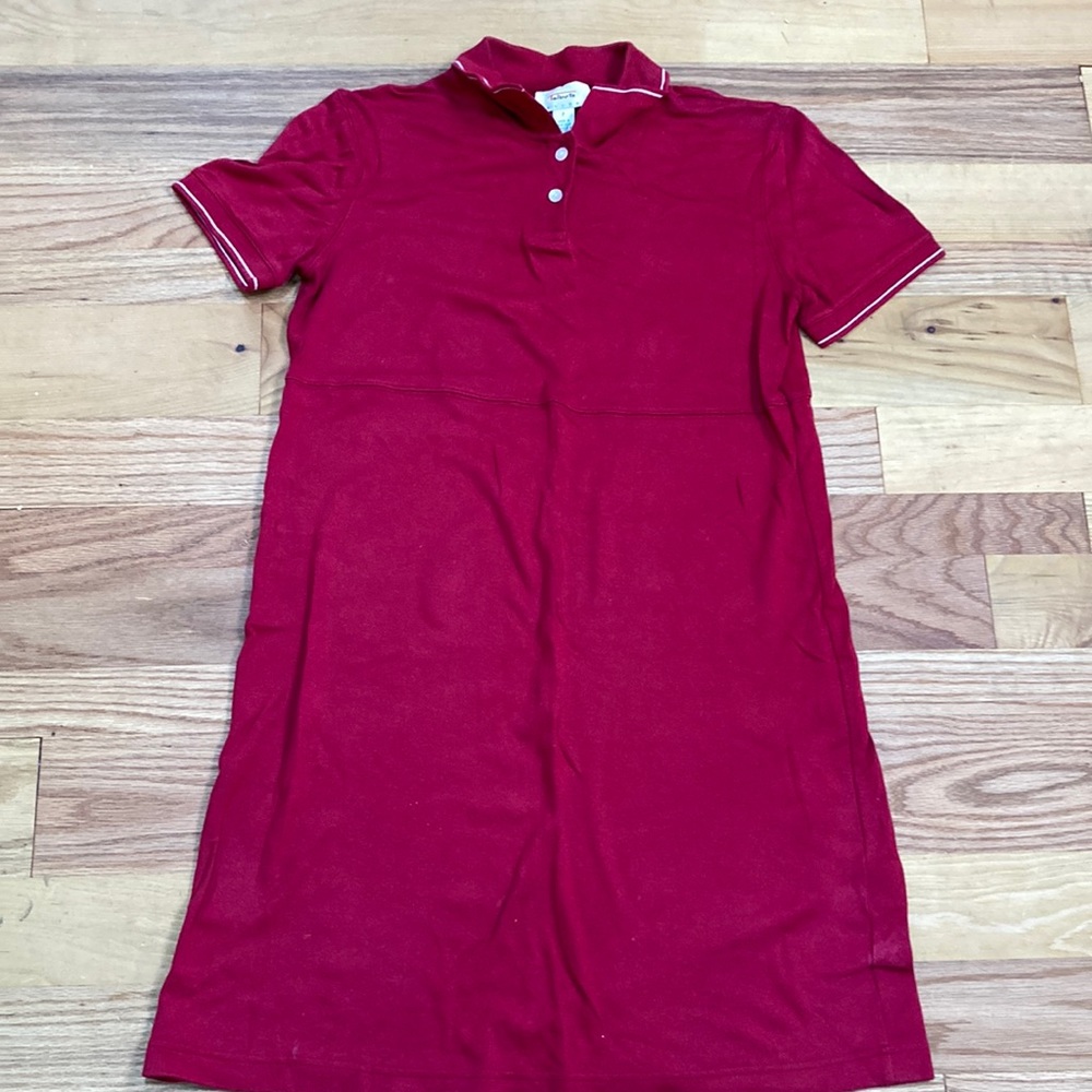 Talbots Petites 8P Maroon/White Trim, 2 Button Collar, Polyester/Cotton Mix Cool